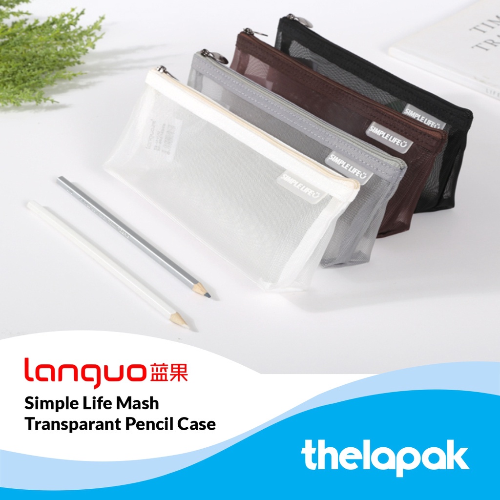 

Tempat Pensil Languo Simple Life Desain Mesh Transparan Pencil Case