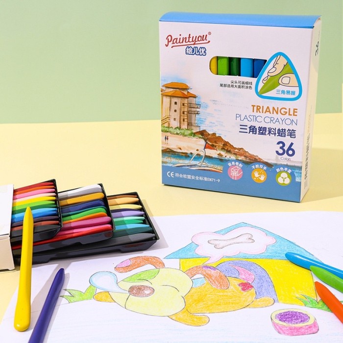 

Mainan Permainan Toys Kado Ulang Tahun Anak Laki Perempuan triangle plastic crayon segitiga krayon plastik bahan aman Import Murah