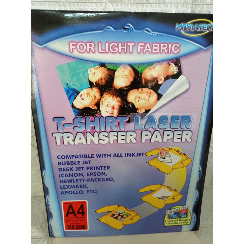 

T-Shirt Laser Transfer Paper LIGHT Fabric A4-120 GSM @5