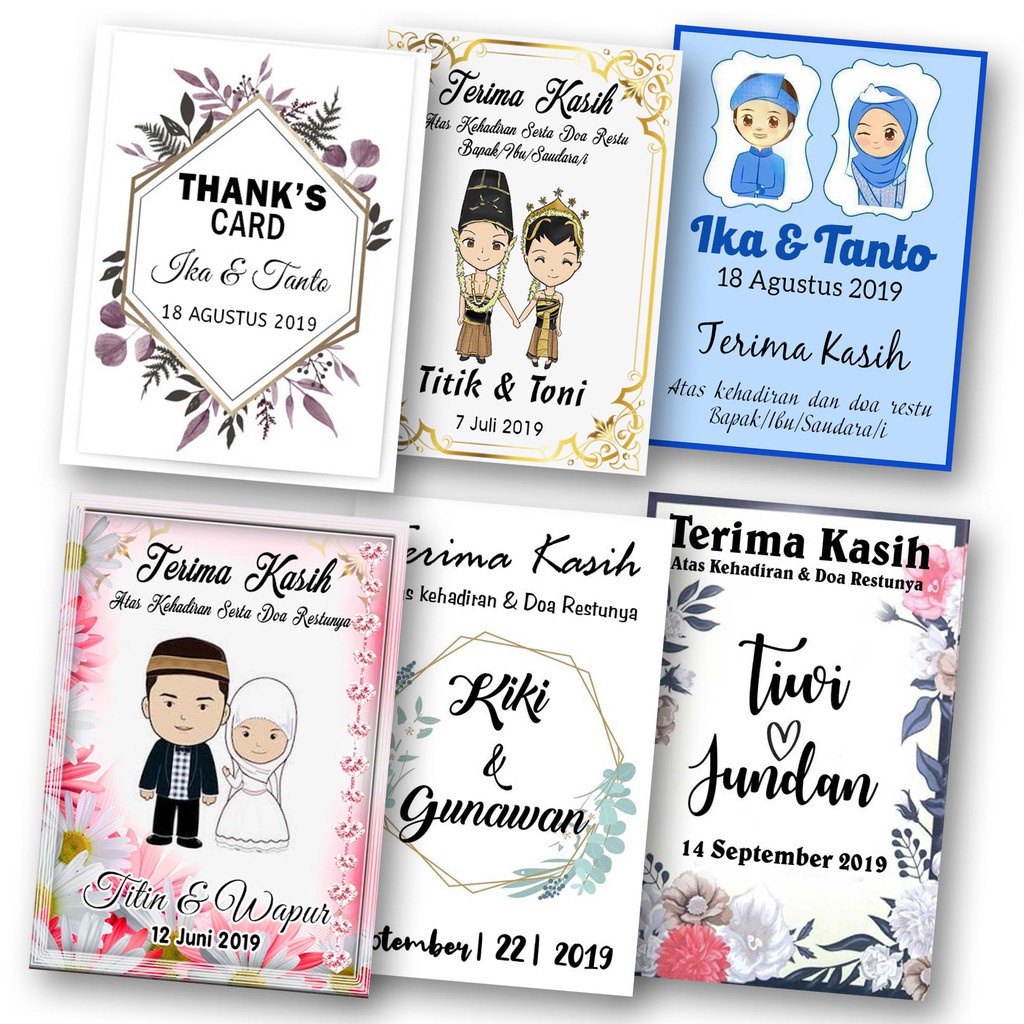 Kode Toko: S12 - (100 pcs) Custom Kartu Ucapan Terimakasih/Thanks Card/Souvenir Card/Wedding Card, F