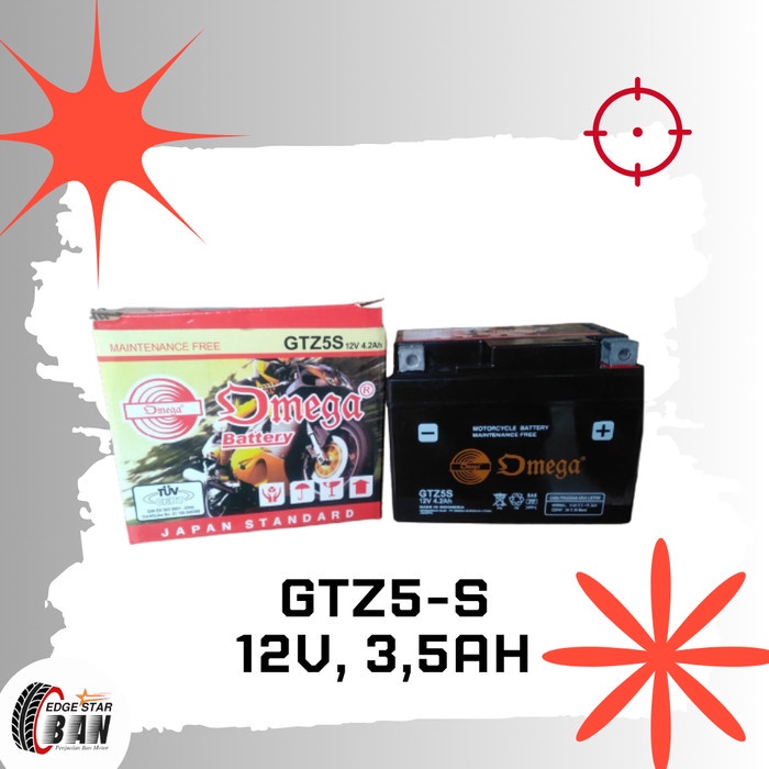 Aki ACCU OMEGA GTZ5S untuk Motor Mega Pro, Satria F, Mio Soul dll