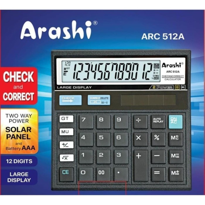 

PROMO Kalkulator Calculator Calc ARASHI ARC512A bisa pakai Bat A3 AAA