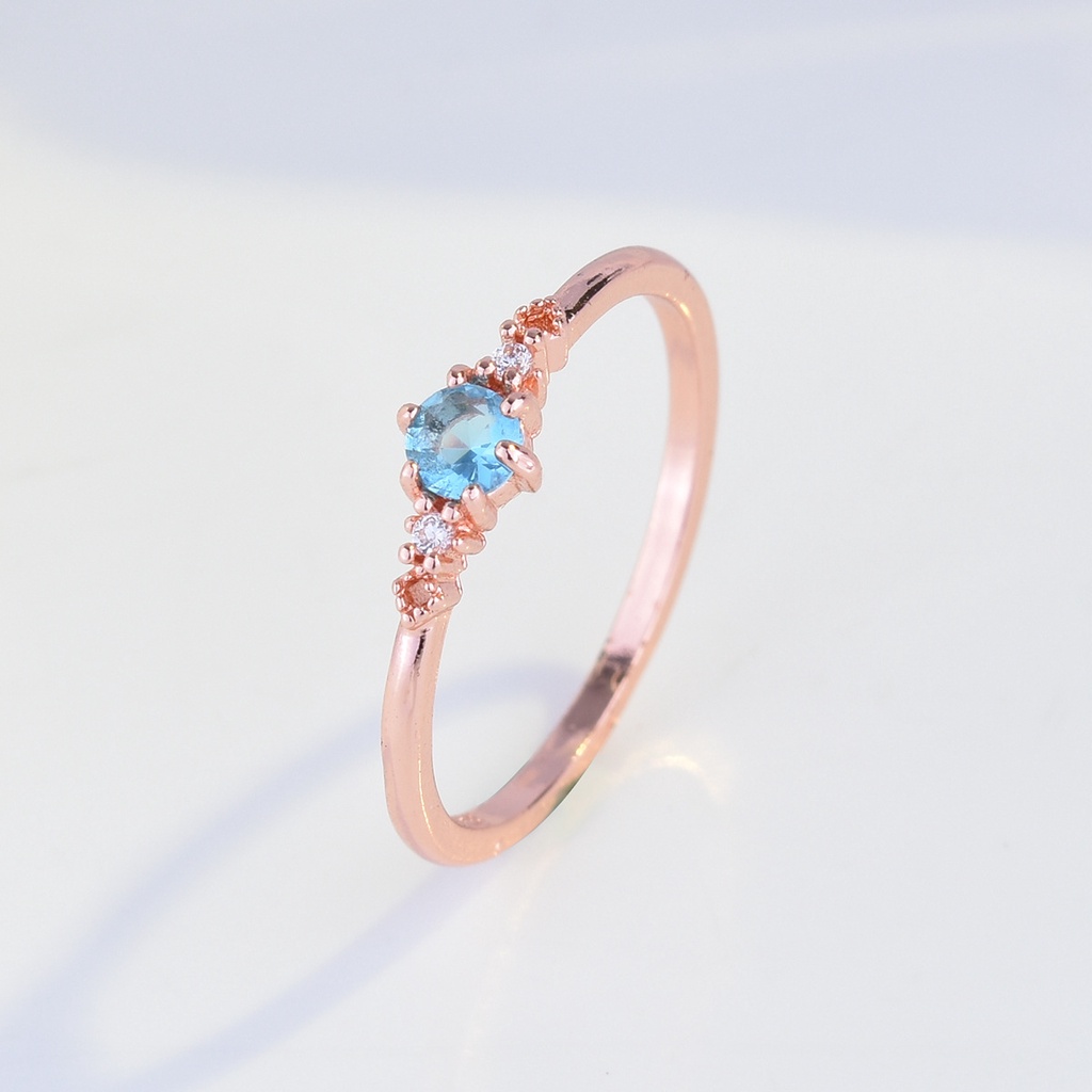 Goldkingdom Aksesoris Perhiasan Fashion Ready Stock Minoritas Desain Platinum Bertatahkan Cincin Permata Navy Eropa Dan Amerika Serikat Topaz Cincin Pernikahan