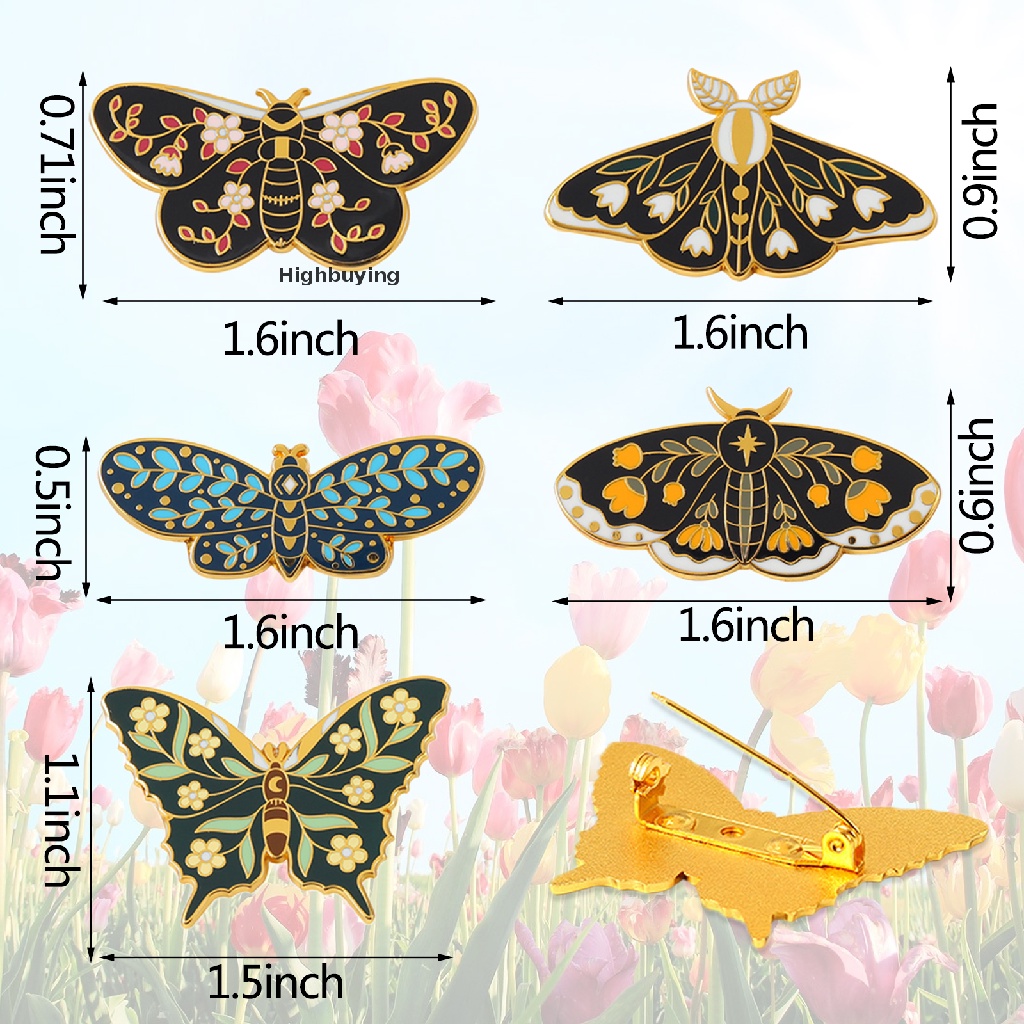 Hbid 5PCS Butterfly Brooch Butterfly Enamel Pin Set Butterfly Bros Untuk Wanita Butter Glory