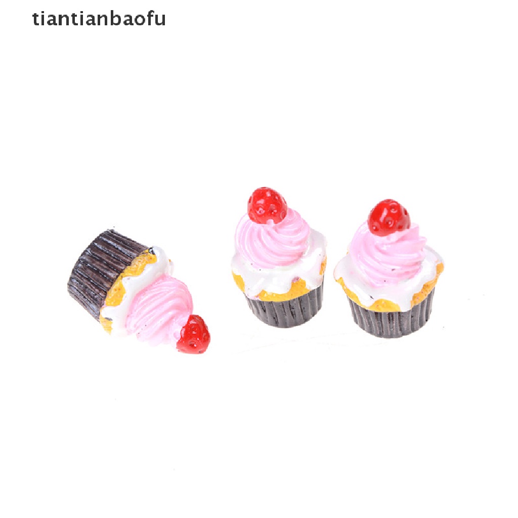 [tiantianbaofu] 3 Pcs Strawberry Kue Miniatur Makanan Model Aksesoris Rumah Boneka Butik