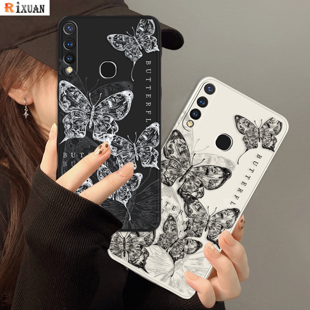 Huawei Y6P 2020y7a P30 Lite Nova 5T Nova 3i Nova 7i Y6P Y6 Pro Y7 Pro 2019y9s Y9 Prime 2019sketsa Glitter Retro Kupu Kubus Lurus Soft Case RIXUAN