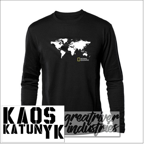 kaos distro national geographic peta dunia ( lengan panjang ) distro