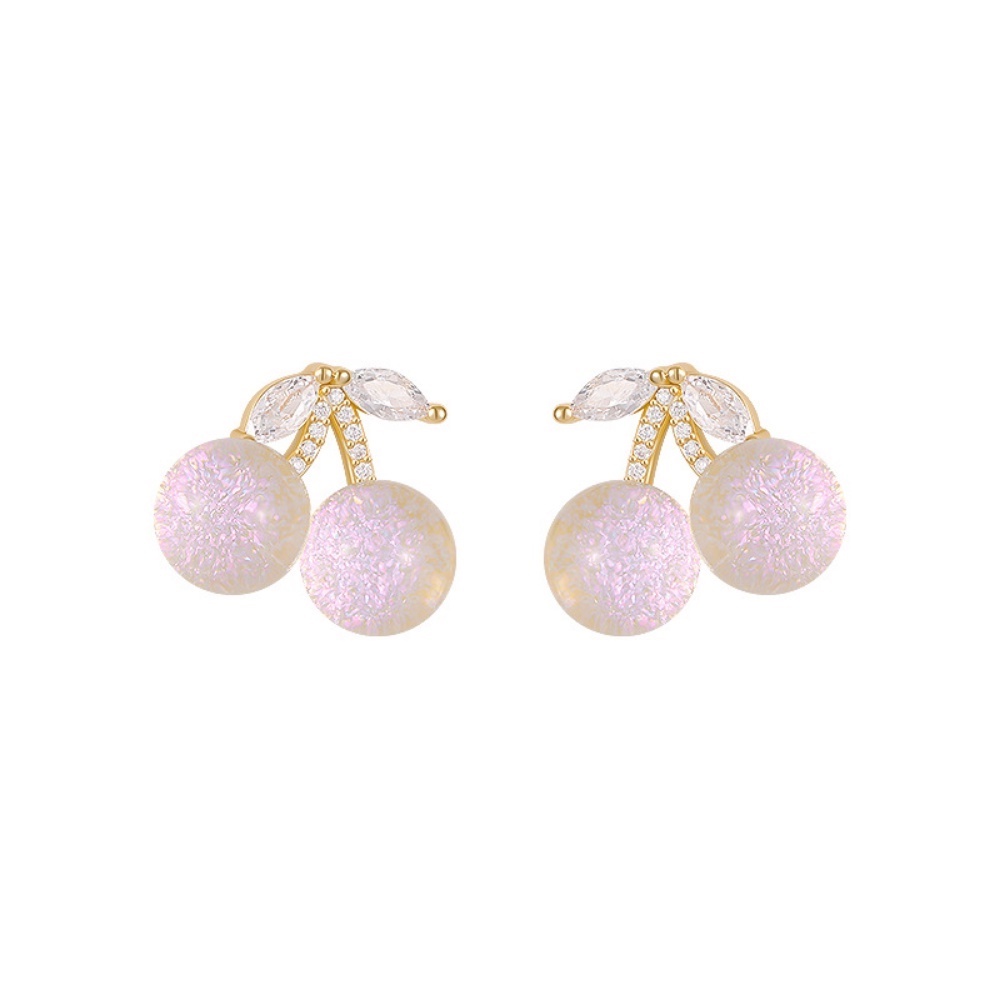 Cherry Manis Opal Sederhana Temperamen Kecil Anting Perempuan Musim Panas Anting Mode Baru Sterling Silver Anting Jarum Perhiasan Hati Manis