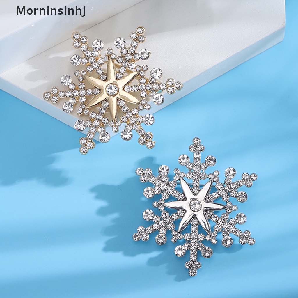 Mornin Fashion Pin Menawan Kristal Berlian Imitasi Bros Natal Snowflake Bros Natal Bros Hadiah id