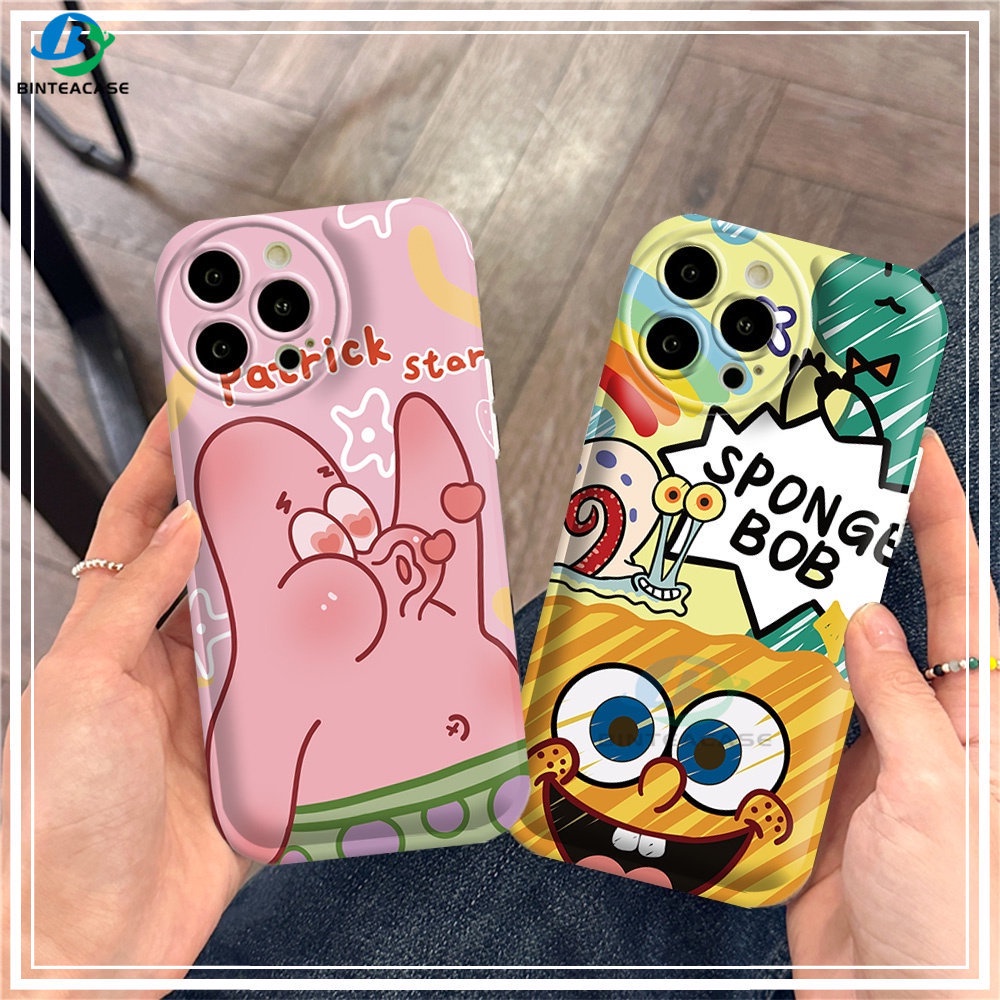 Realme 10 C55 C15 C12 C25S C11 C20 realme5 5i 6i C3 8i C21Y C25Y Cute Patrick Star Dan SpongeBob Silikon Airbag Case Binteacase