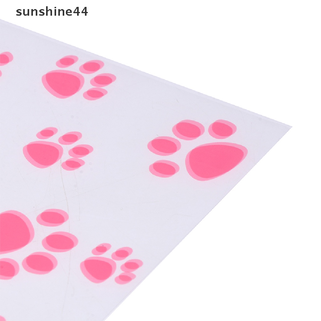 Sunshine 50/100Pcs Kantong Plastik Motif Telapak Kucing Pink Dengan Ikatan Twist Perlengkapan Pesta Ulang Tahun ID