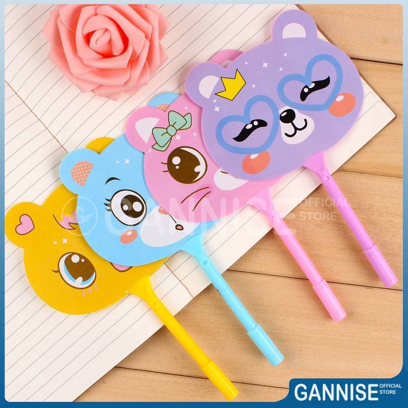 

4pcs Pena Pulpen Pen Bentuk Kipas Gel Muka Kucing GoK-ST0002