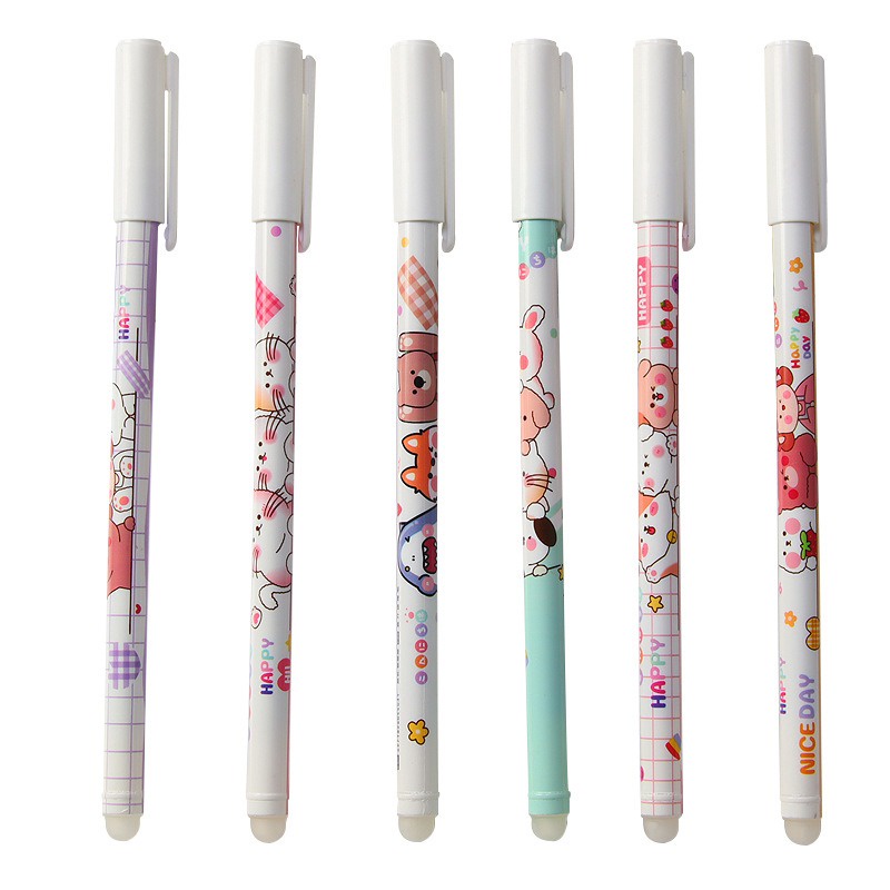 

6pcs Pena Bisa Dihapus Pen Pulpen Magic Hapus Motif Kucing Tinta Biru GoK-ST0117