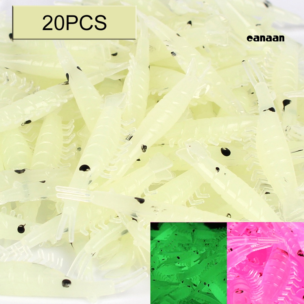 Cnn-20pcs 4 cm Luminous Silicone Artificial Udang Memancing Umpan Lembut Tackle Tool