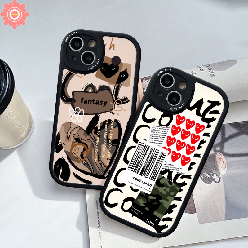 Ins Graffiti Cinta Hati Comme des Garcons Case Realme C53 C55 C12 C35 C30 C15 C31 C30s C21Y C11 C25Y 5 9i 6i 10 Pro 10Pro+ C17 C17 8 5i 7i 6s 6 8i 8 C25s C21 C3 C20 Lembut Sarung Tpu