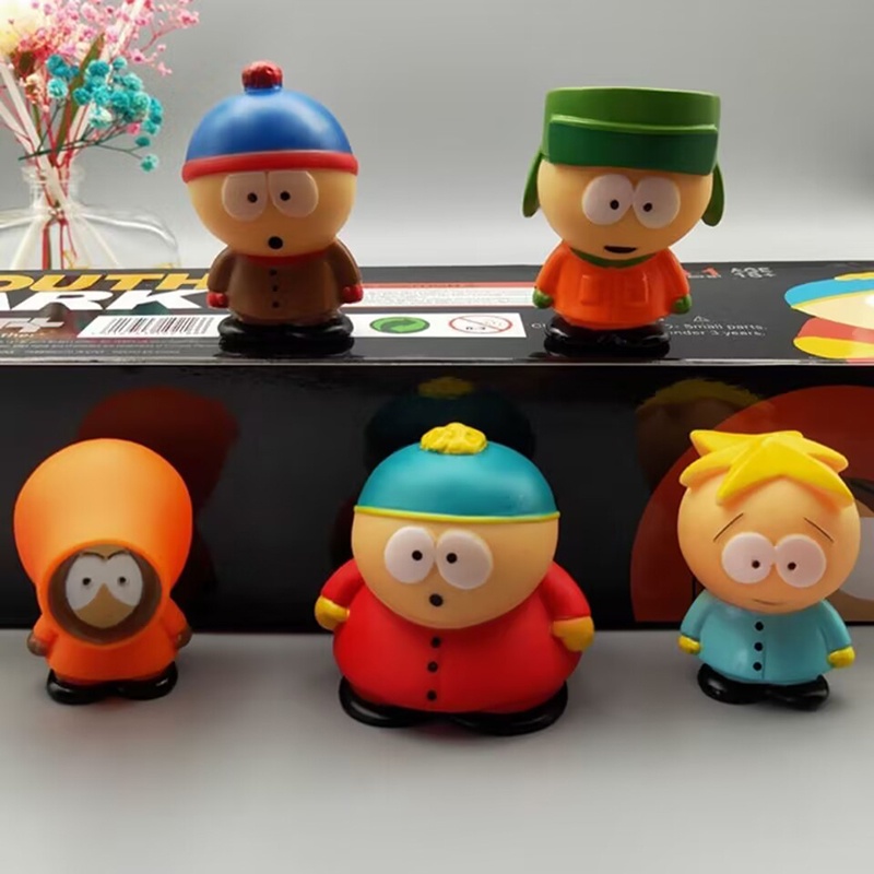 The South Park Set Figure 5potong Menampilkan Eric Cartman, Stan Marsh, Kyle Broflovski, Kenny McCormick and Butters Stotch Action Figure Mainan Topper Kue