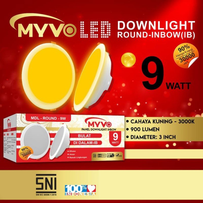 Myvo Lampu Panel Downlight LED PREMIUM Inbow SNI BISA COD