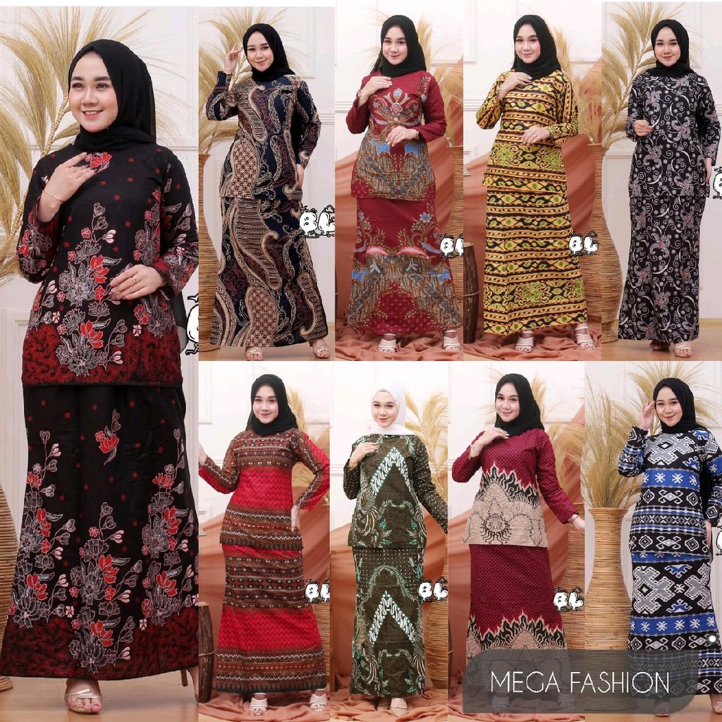 MEGA - BAJU KURUNG MELAYU MALAYSIA RNB MOTIF BATIK ROK AND BLUS