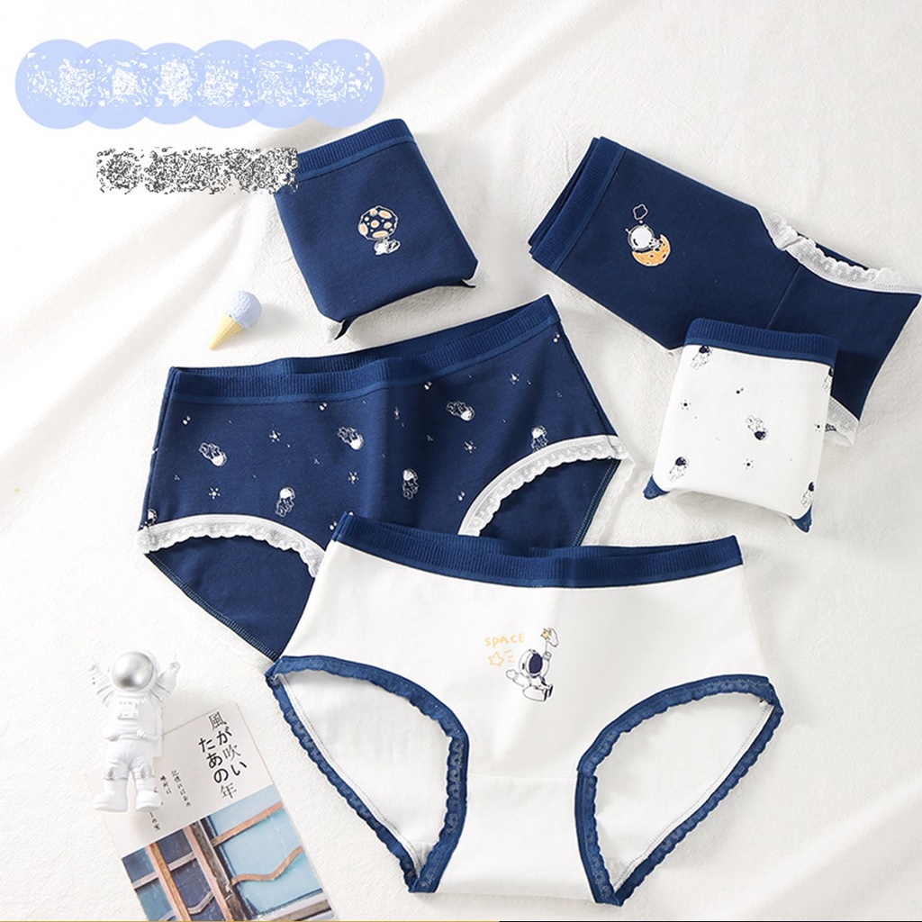 SS Celana Dalam Wanita Renda Gambar Astronot 6738 Bahan Katun Kolor Wanita Lucu Sempak Underwear Segitiga Wanita Import Murah