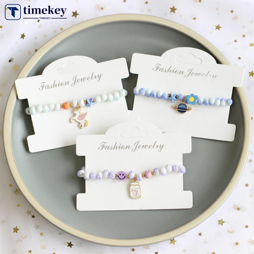 Timekey Gelang Manik-Manik Keramik Fashion Serbaguna Warna-Warni Gelang Adjustable Kreatif Perhiasan Gelang Untuk Wanita A8U7