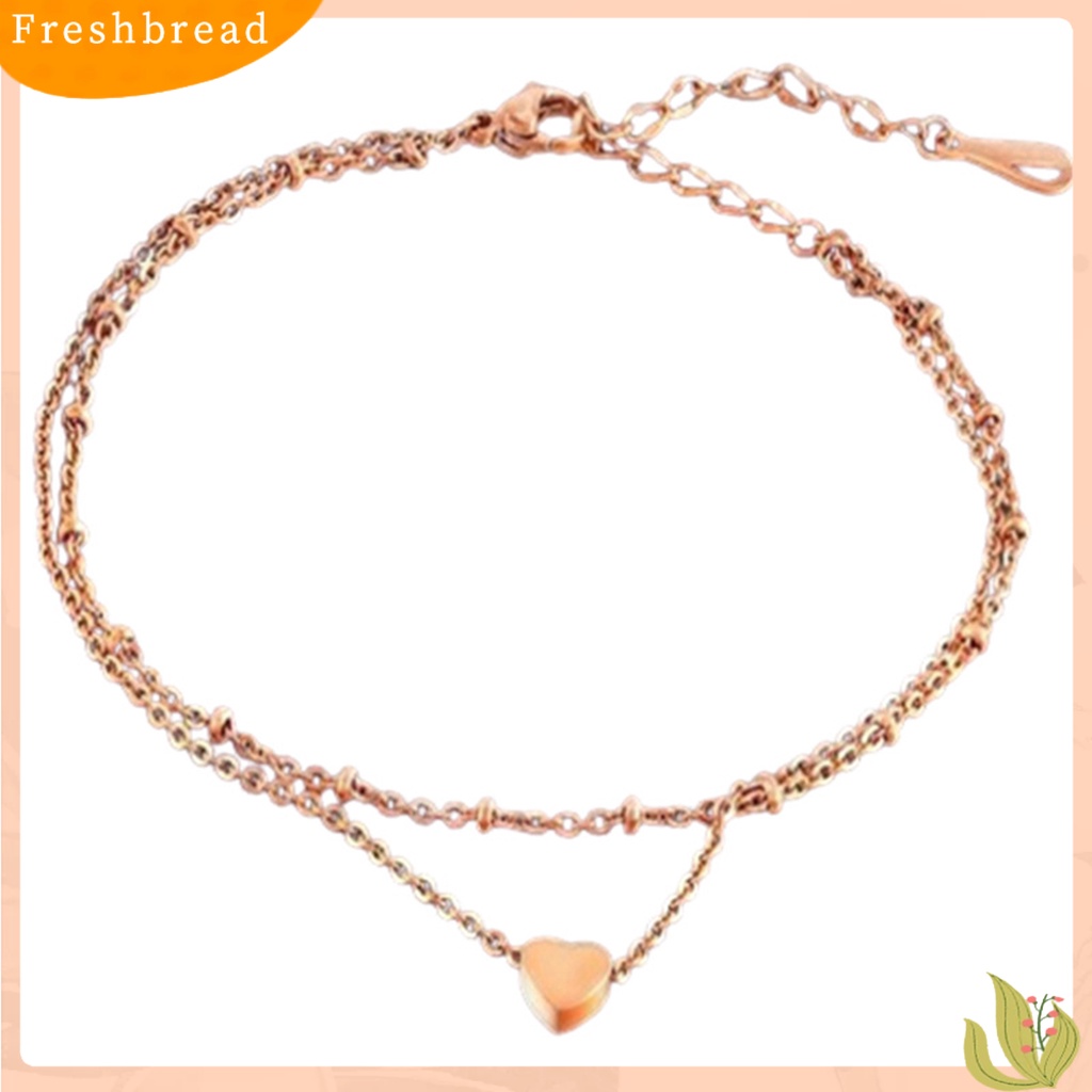 &lt; Freshbread &gt; Wanita Double Layer Charming Love Heart Adjustable Anklet Perhiasan Aksesori