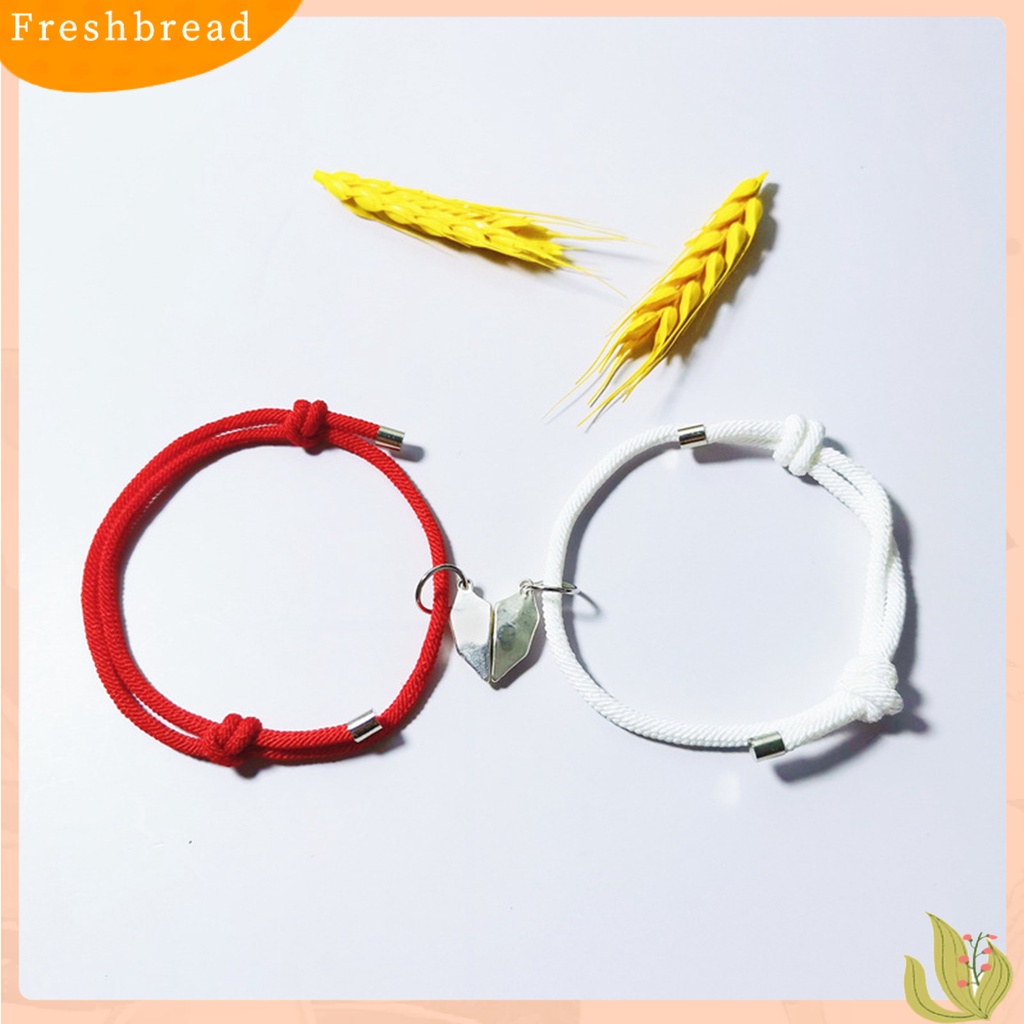 &lt; Freshbread &gt; 1pasang Gelang Couple Panjang Dapat Disesuaikan Liontin Hati Jarak-catching Attraction Bracelet Untuk Rumah