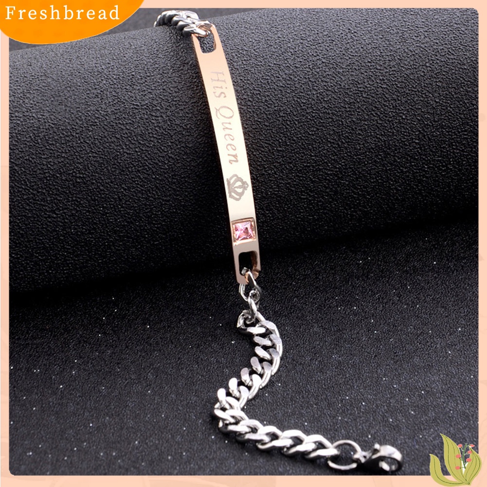 &lt; Freshbread &gt; His Queen Her King Crown Couple Lover Wristband Gelang Bangle Perhiasan Hadiah