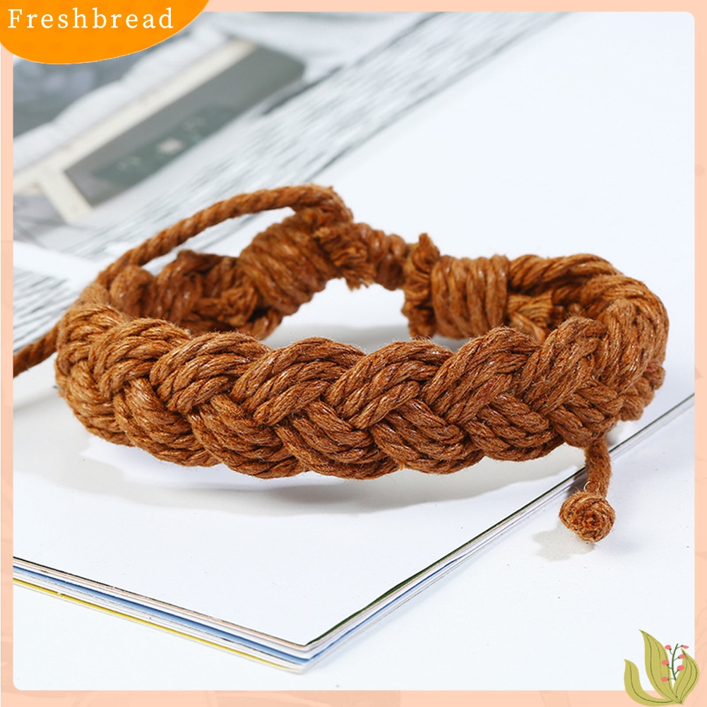 &lt; Freshbread &gt; 6Pcs Vintage Pria Dikepang Tali Kulit Imitasi Gelang Tangan Set Perhiasan Hadiah