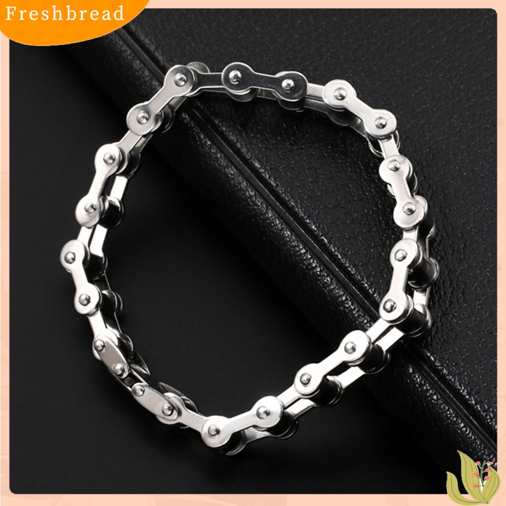 &lt; Freshbread &gt; Rantai Link Halus Pria Gelang Stainless Steel Motor Sepeda Gaya Gelang Perhiasan Aksesori