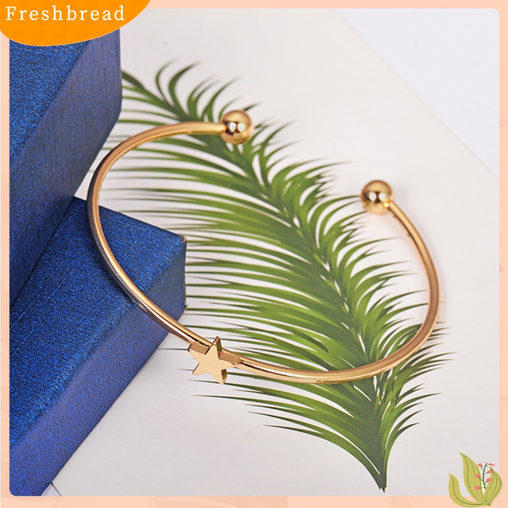 &lt; Freshbread &gt; 4Pcs/Set Bulan Bintang Hati Pesona Berlian Imitasi Bertatahkan Gelang Wanita Bangle Jewelry