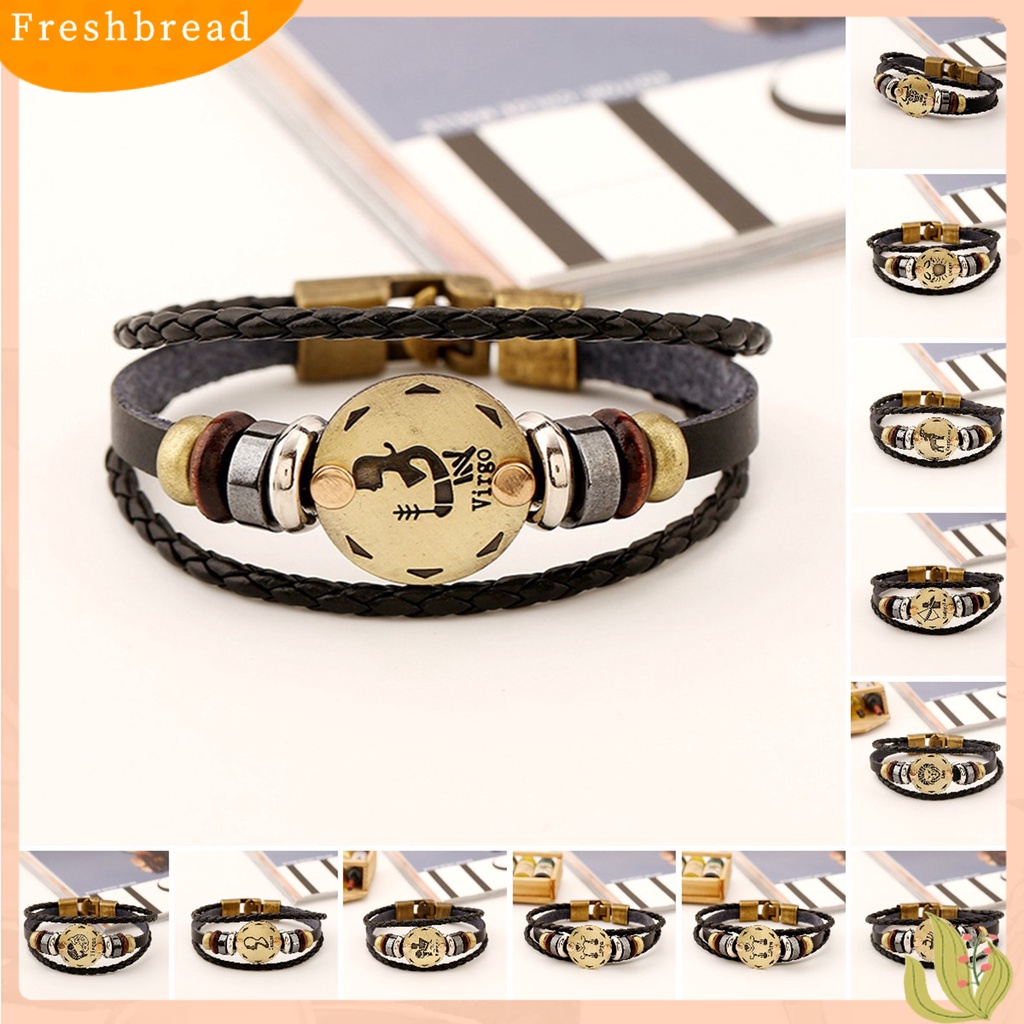 &lt; Freshbread &gt; Gelang Couple Motif Indah Tahan Aus Gelang Konstelasi Kulit Imitasi Dengan Tali Kepang Multilayer Untuk Pria