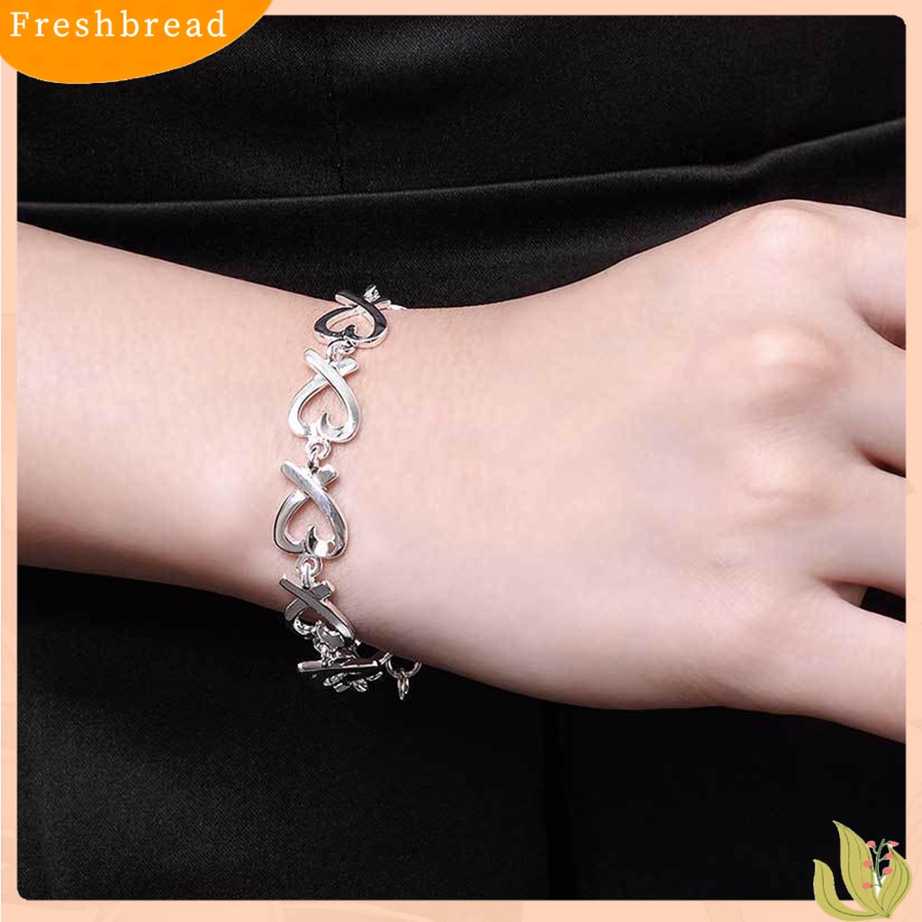 &lt; Freshbread &gt; Gelang Bentuk Hati Ringan-Berat Warna Silver 21cm Wanita Perhiasan Rantai Untuk Pesta