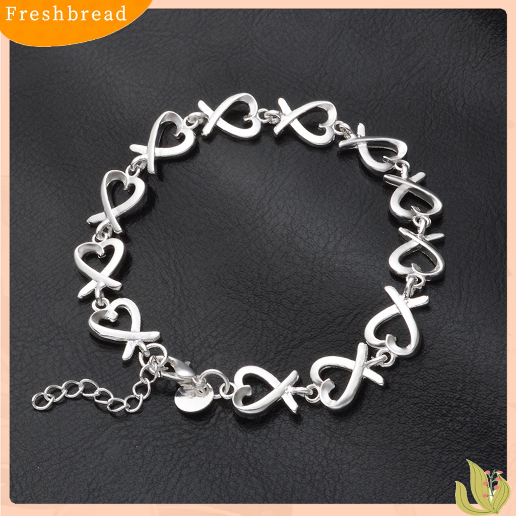 &lt; Freshbread &gt; Gelang Bentuk Hati Ringan-Berat Warna Silver 21cm Wanita Perhiasan Rantai Untuk Pesta