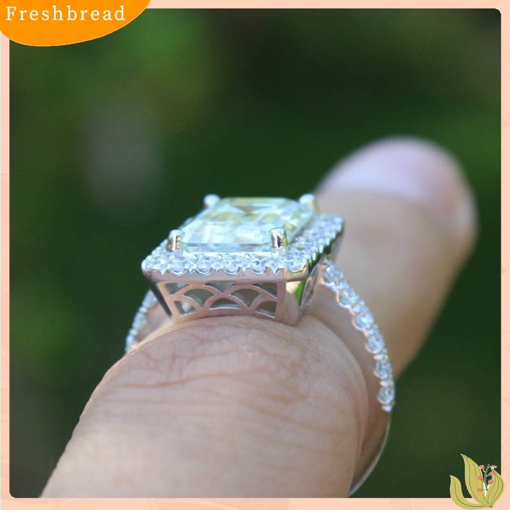< Freshbread > Mewah Persegi Berlian Imitasi Wanita Jari Cincin Pernikahan Pertunangan Perhiasan Hadiah