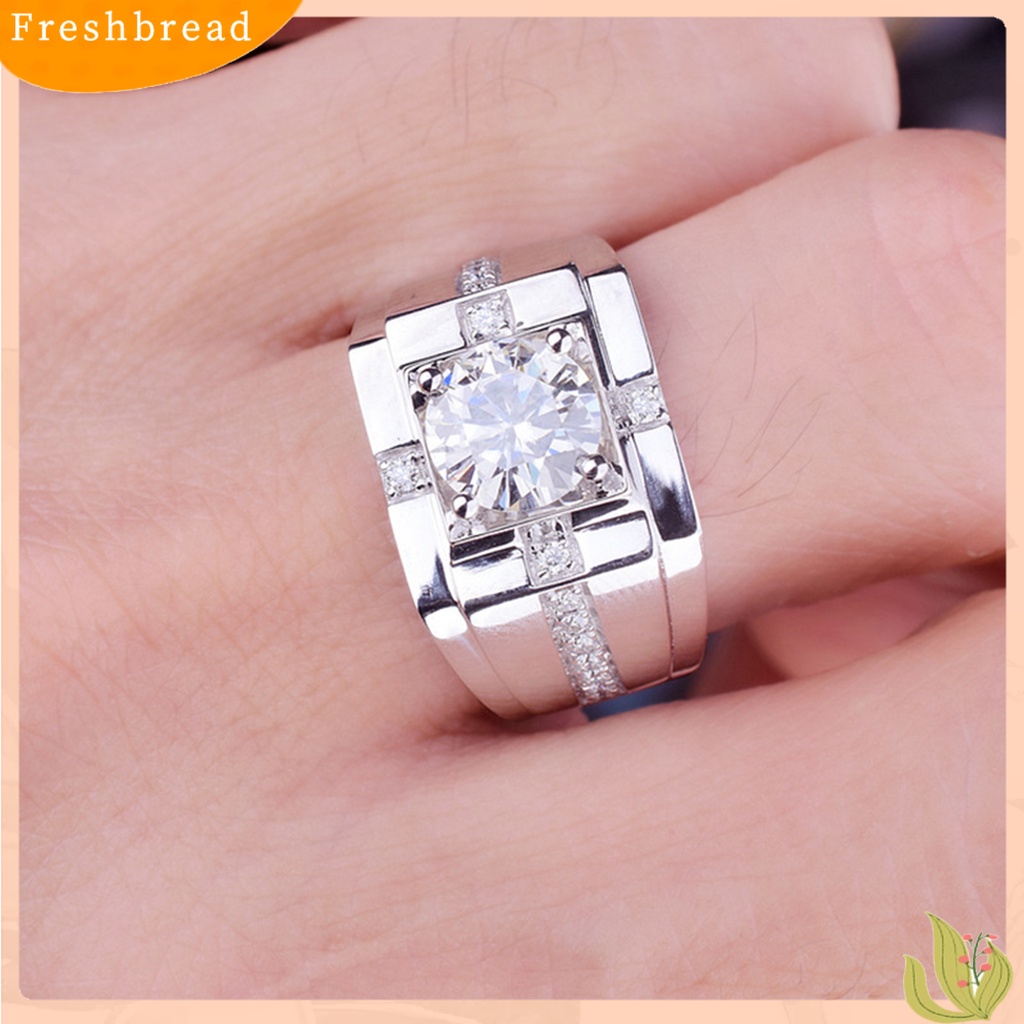 &lt; Freshbread &gt; Cincin Zircon Bersinar Geometris Berlian Imitasi Hias Electroplating Hypoallergenic Dekorasi Perhiasan Pria Pertunangan Open Finger Ring Band Untuk Hadiah