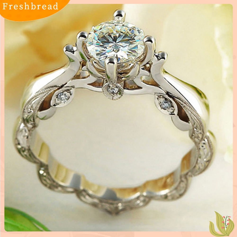 &lt; Freshbread &gt; Vintage Berlian Imitasi Bertatahkan Ukiran Jari Cincin Wanita Pesta Pernikahan Perhiasan Hadiah