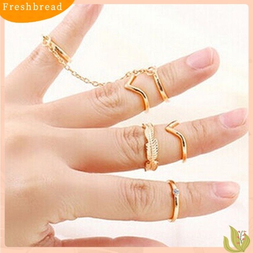 &lt; Freshbread &gt; 6Pcs Berlian Imitasi Perkotaan Diatas Buku Jari Susun Band Mid Rings Jewelry