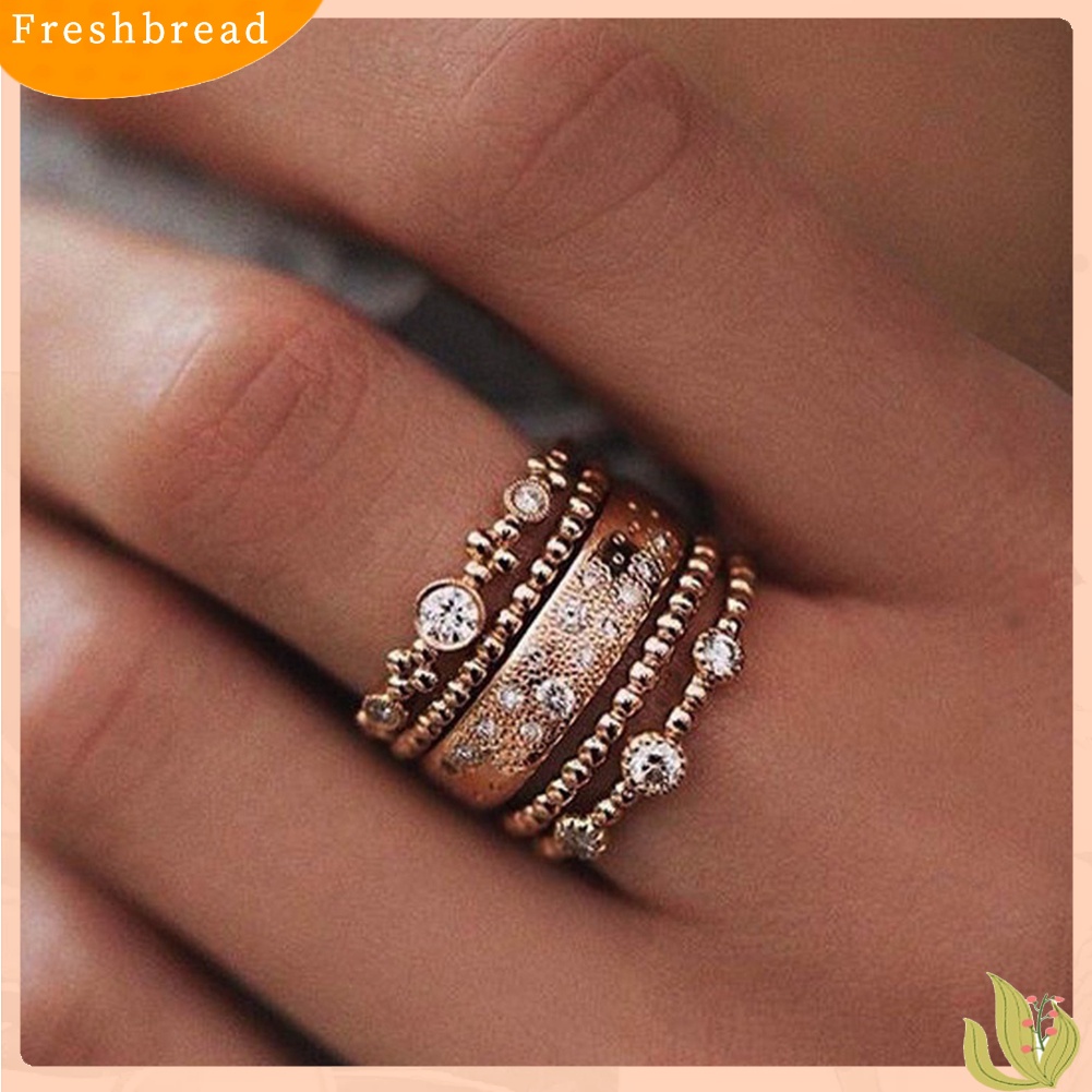 &lt; Freshbread &gt; 5Pcs/Set Vintage Bohemian Rhinestone Beads Charm Knuckle Midi Cincin Perhiasan Set