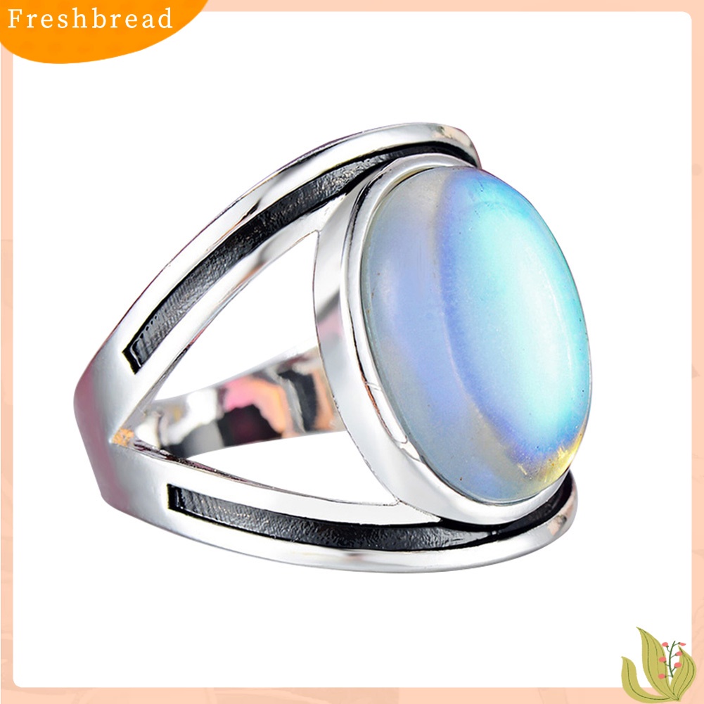 &lt; Freshbread &gt; Antik Oval Besar Imitasi Moonstone Jari Cincin Wanita Perhiasan Pernikahan Ulang Tahun