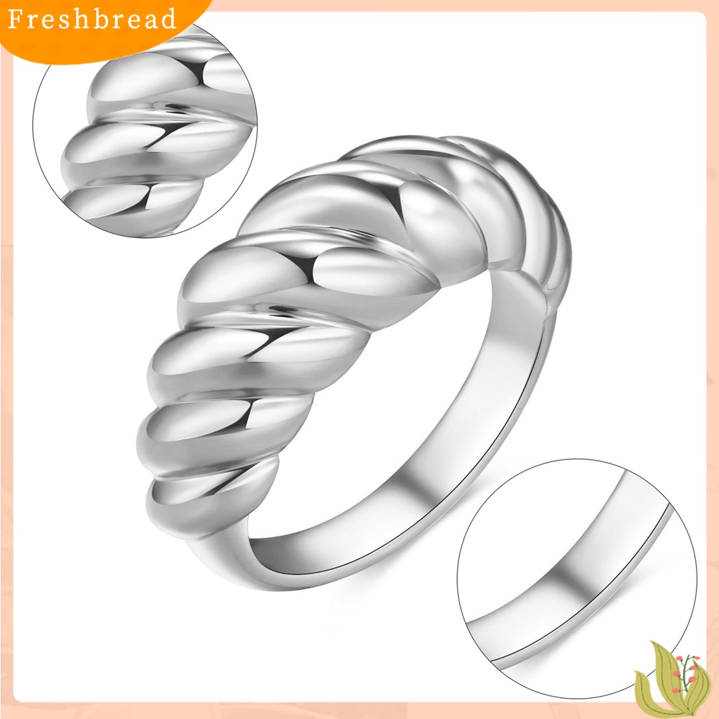 &lt; Freshbread &gt; Cincin Unisex Bentuk Melintir Perhiasan Lapis Simple Unisex Anti Karat Untuk Pesta