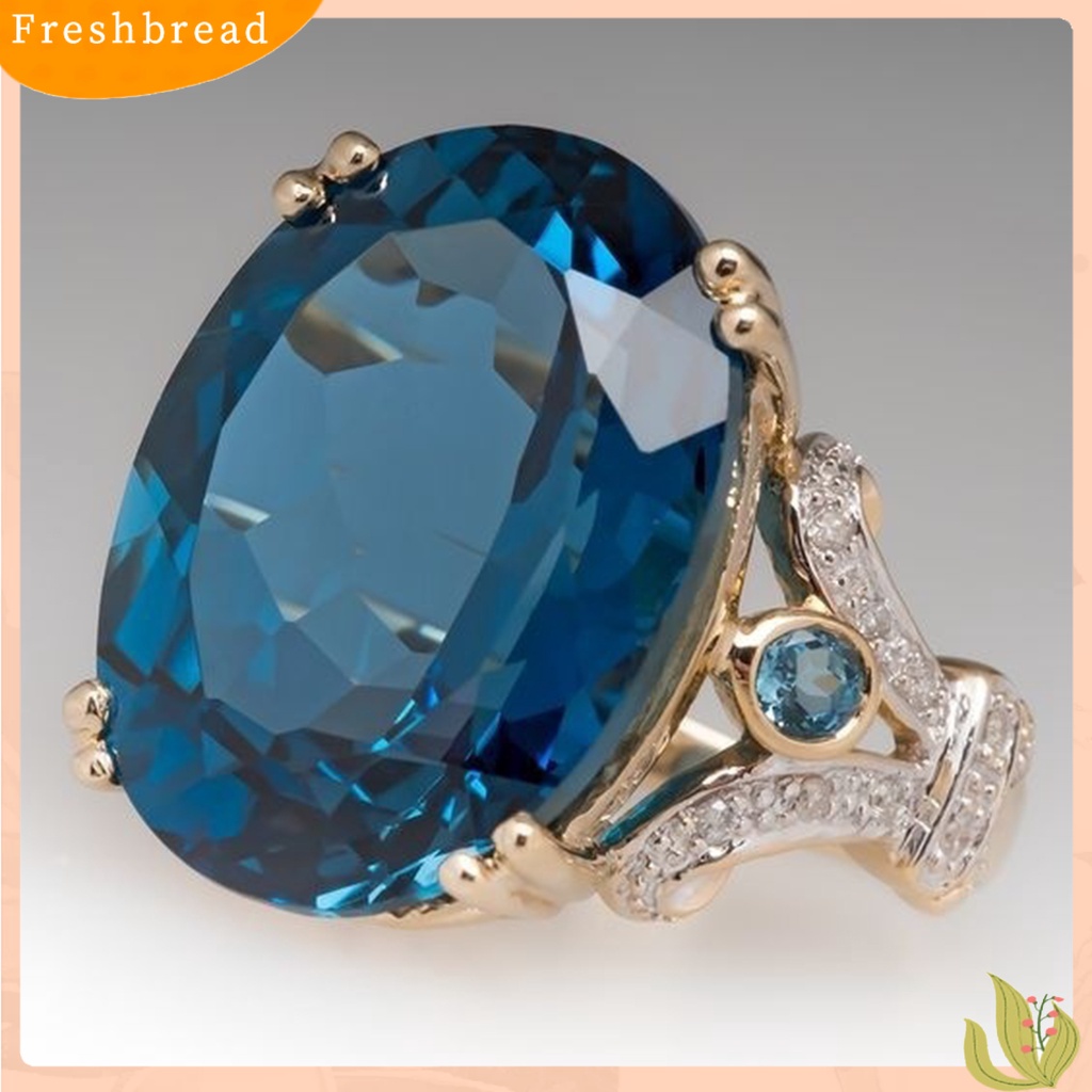 &lt; Freshbread &gt; Wanita Cincin Vintage Dua Warna Electroplating Geometris Mengkilap Terang Kilau Dekorasi Perhiasan Hadiah Telur Angsa Cubic Zirconia Pernikahan Pertunangan Cincin Untuk Anniversary