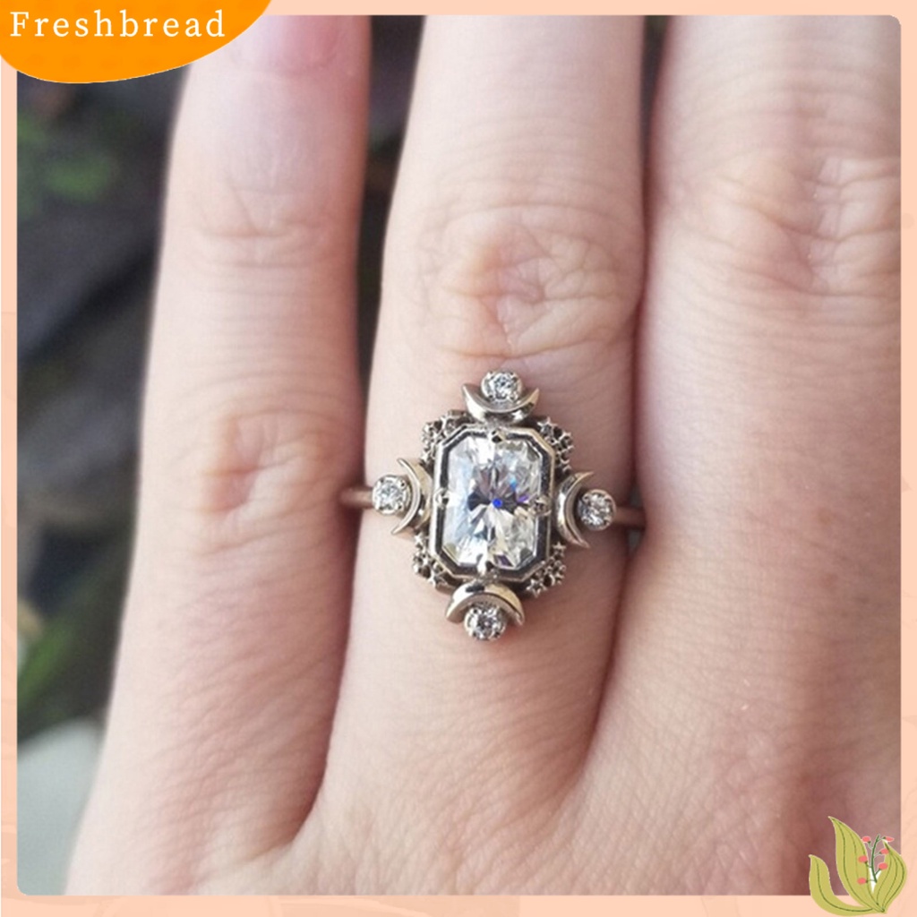 &lt; Freshbread &gt; Wanita Cincin Persegi Merah Perhiasan Permata Imitasi Electroplating Rhinestones Finger Ring Untuk Pernikahan