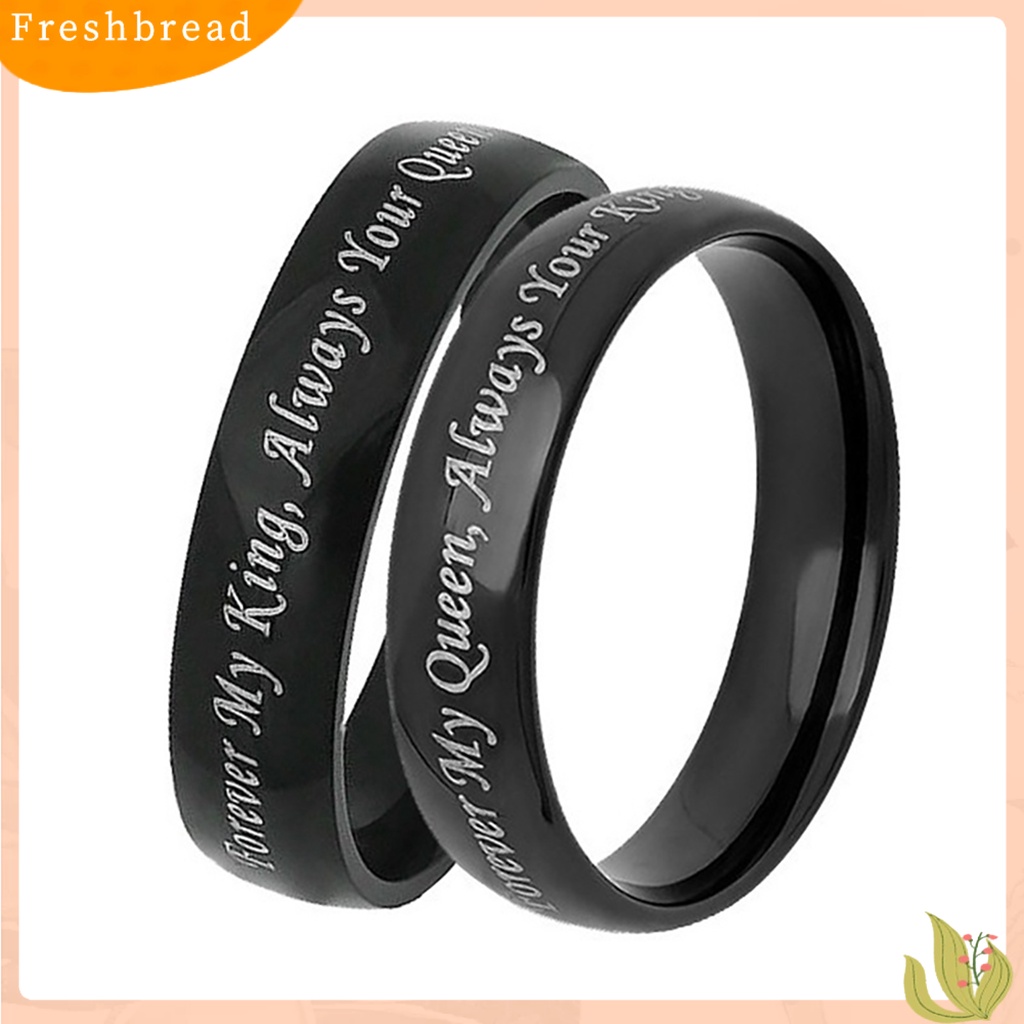 &lt; Freshbread &gt; Cincin Couple Desain Huruf Perhiasan Hadiah Titanium Steel Always Your Queen Promise Rings Untuk Pesta