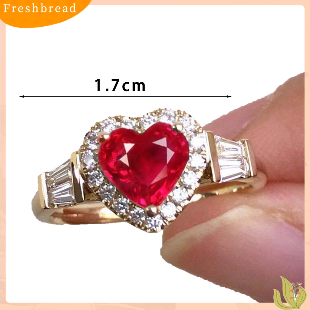 &lt; Freshbread &gt; Cincin Kawin Cantik Electroplating Retro Hadiah Cinta Emas Hati Berlian Imitasi Jari Cincin Perhiasan Fashion