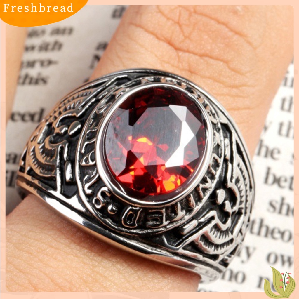 &lt; Freshbread &gt; Cincin Punk Bentuk Oval Hias Berlian Imitasi Punk Klasik Ring Untuk Pesta