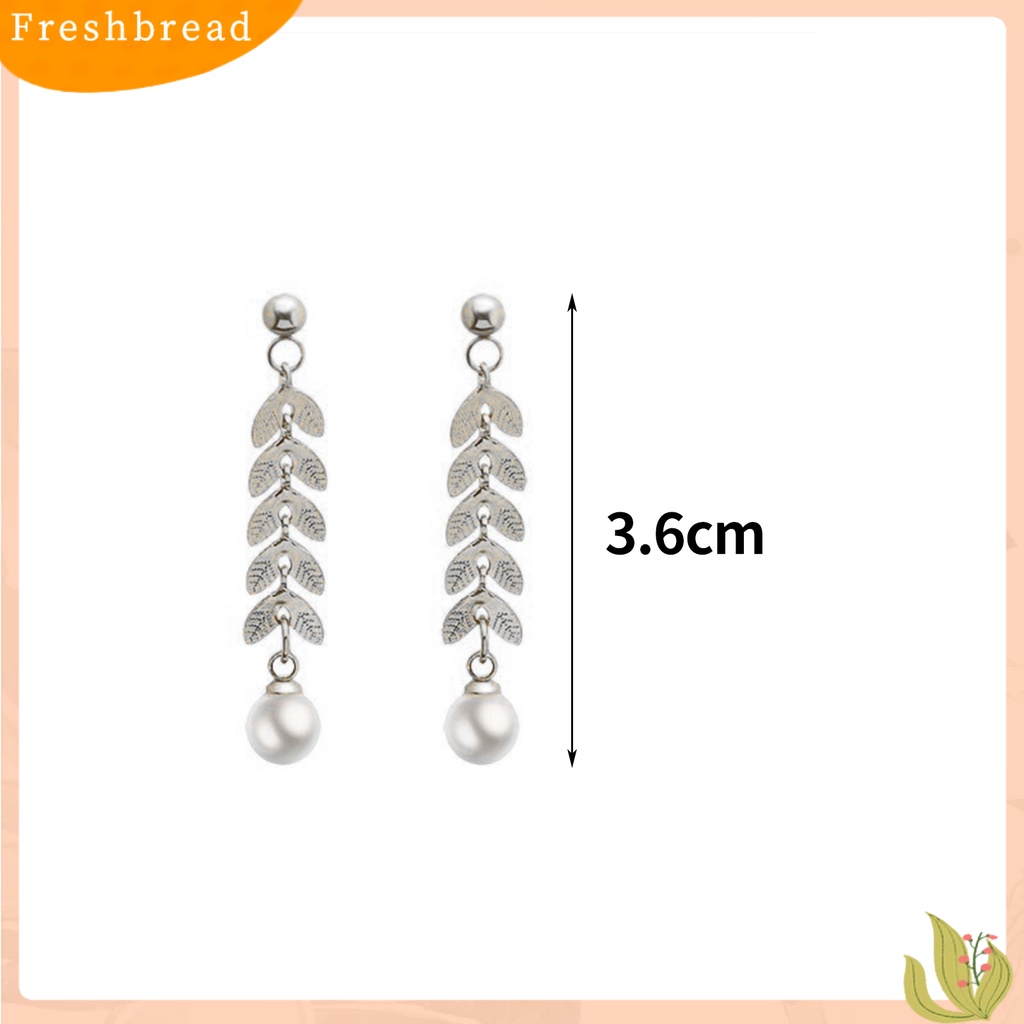 &lt; Freshbread &gt; 1pasang Anting Pejantan Bersinar Mutiara Imitasi Rumbai Desain Geometris Bentuk Reguler Dekorasi Colorfast Lady Elegan Anting Panjang Aksesoris Pakaian