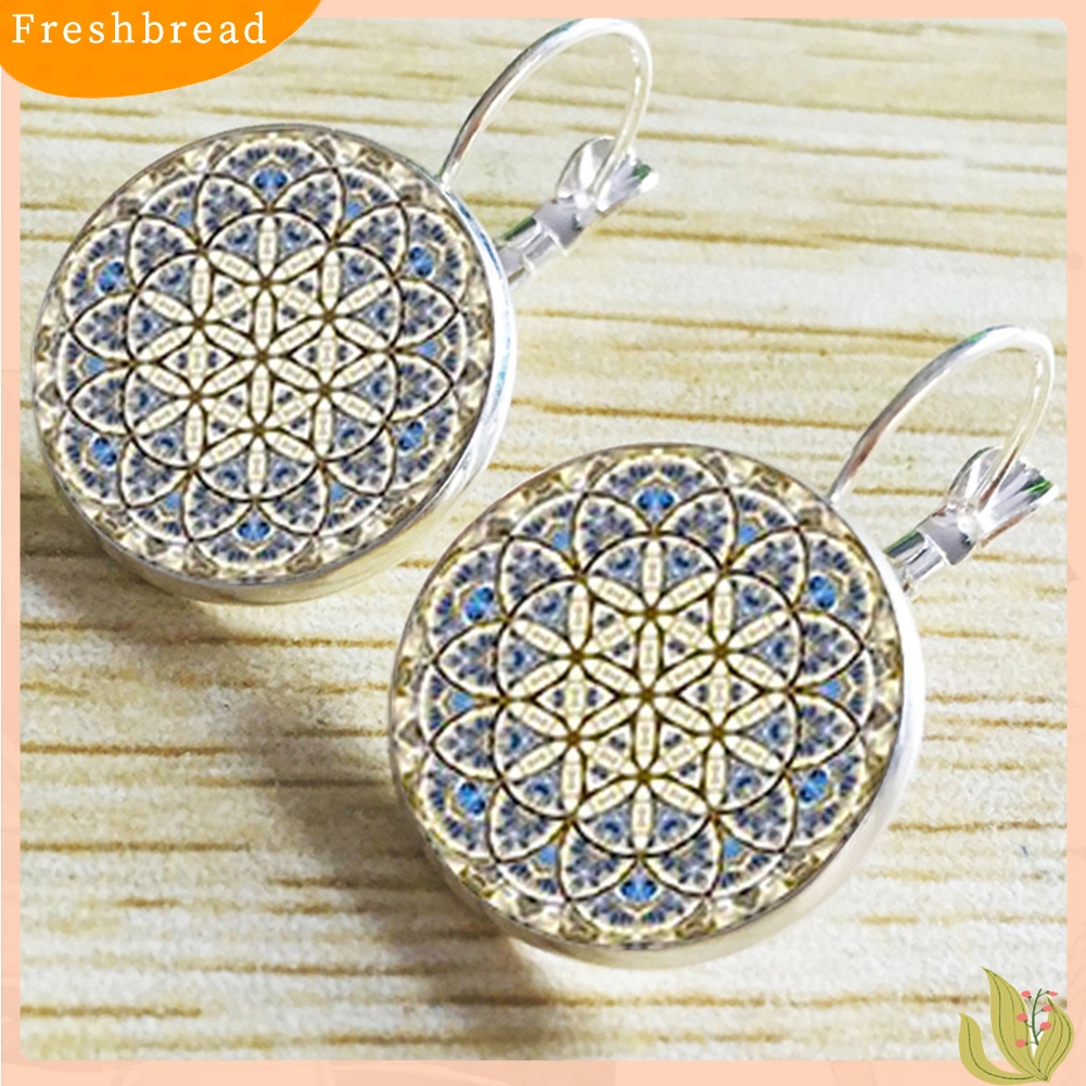 &lt; Freshbread &gt; Wanita Etnik Bunga Matahari Bohemian Bulat Permata Imitasi Klip Leaverback Earrings Jewelry