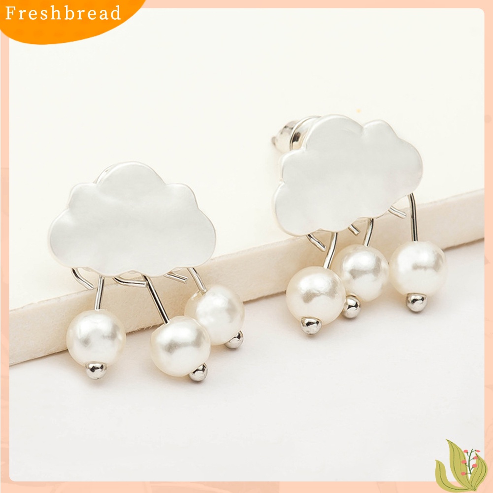 &lt; Freshbread &gt; Fashion Wanita Awan Raindrop Ear Studs Faux Pearl Earrings Hadiah Pesta Ulang Tahun