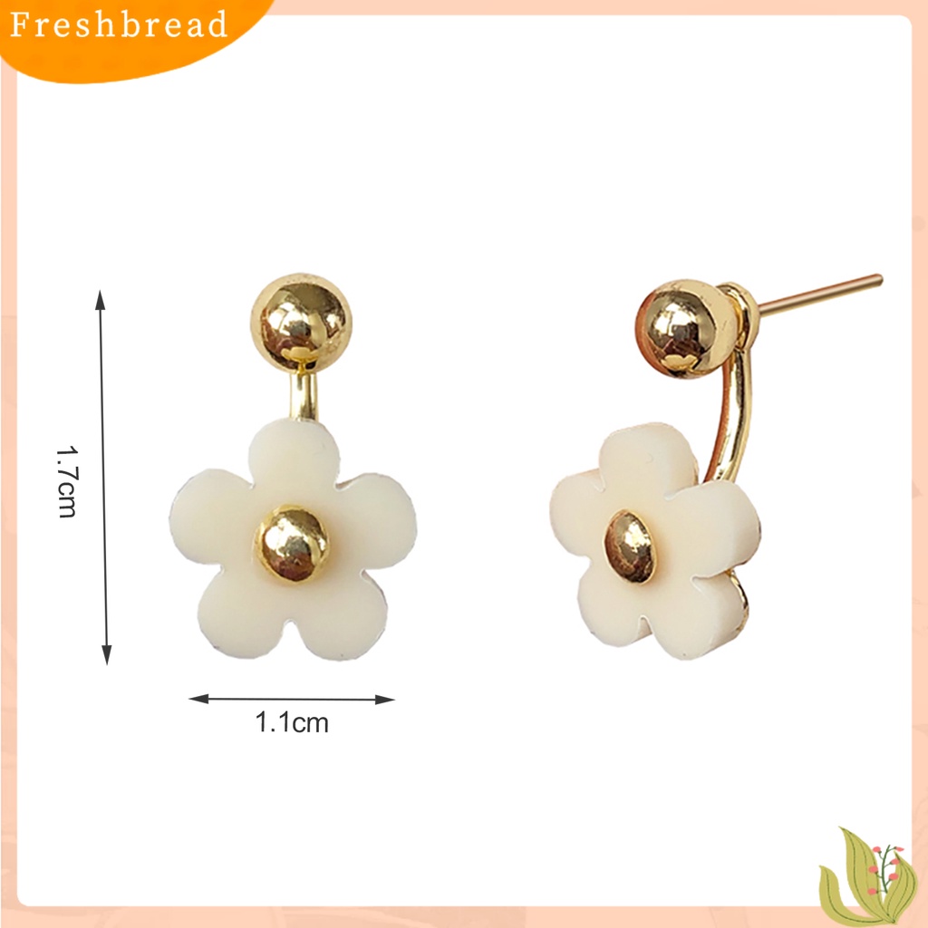 &lt; Freshbread &gt; 1pasang Ear Studs All-match Aksesoris Bunga Alloy Anting Sisi Ganda Untuk Pesta