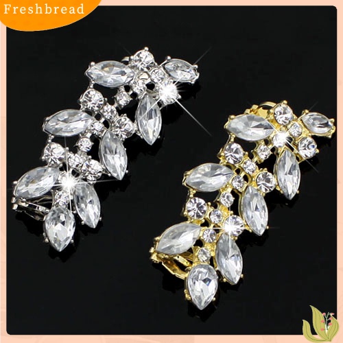 &lt; Freshbread &gt; Wanita Gaya Punk Kristal Berlian Imitasi Daun Telinga Klip Manset Anting Perhiasan Charms